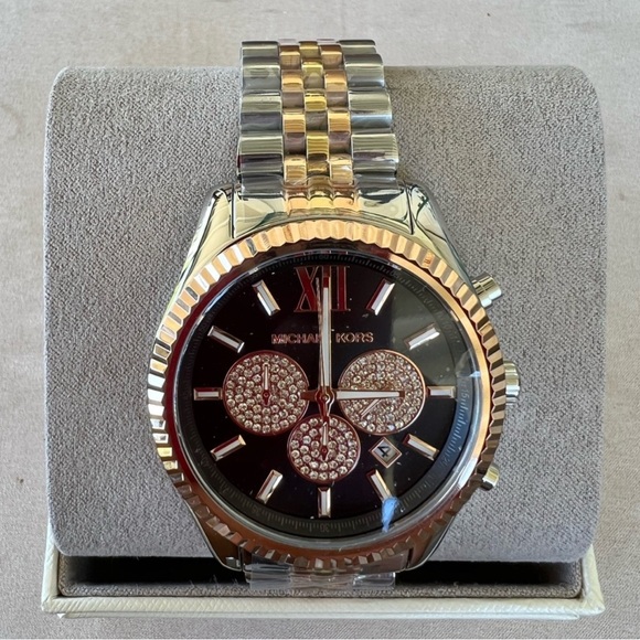 Unisex MICHAEL KORS Lexington Tri-Tone Watch MK8714 WITH GIFT BOX - Picture 7 of 9